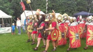 Roman Reenactment at the Amphitheatre in Caerleon Marching In [upl. by Ybbob]