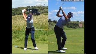 Justin Thomas golf swing  Long Iron faceon amp downtheline July 2017 [upl. by Kroo453]