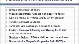 Misrepresentation Lecture 1 of 4 [upl. by Dymoke]